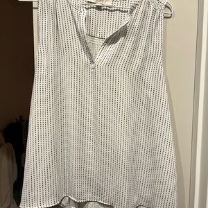 LOFT Black and White Dotted Sleeveless Blouse